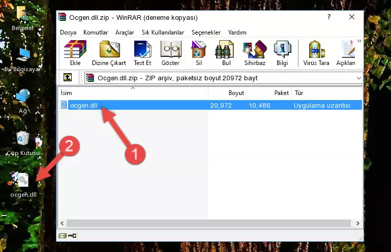 Program kurulum dizinine Ocgen.dll dosyasını kopyalama.