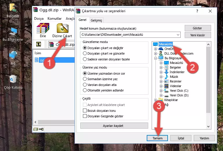 Ogg.dll dosyasını Windows/System32 dizinine kopyalama