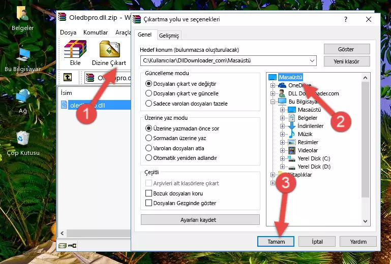 Oledbpro.dll dosyasını Windows/System32 dizinine yapıştırma