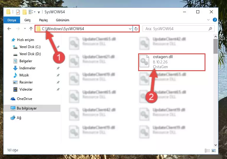Ostagen.dll kütüphanesini Windows/sysWOW64 klasörüne yapıştırma
