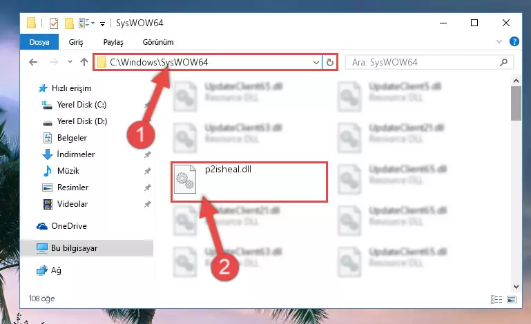 P2isheal.dll dosyasını Windows/sysWOW64 dizinine kopyalama
