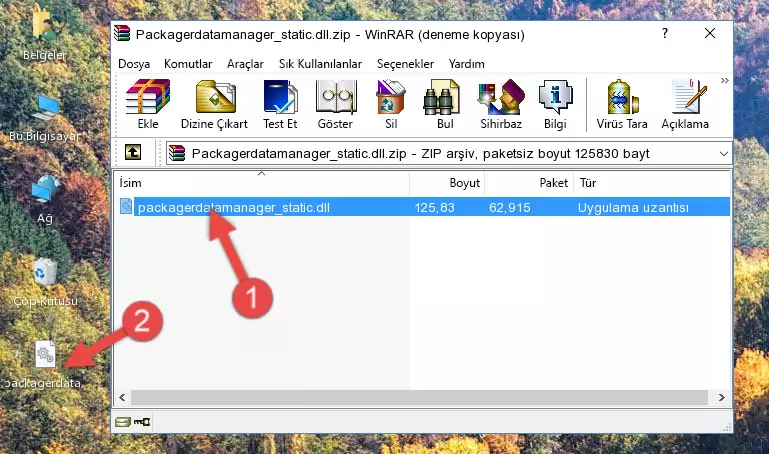 Uygulama ana klasörüne Packagerdatamanager_static.dll kütüphanesini kopyalama.