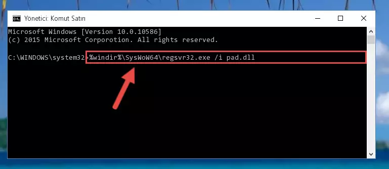 Pad.dll dosyasının hasarlı kaydını sistemden kaldırma (64 Bit için)