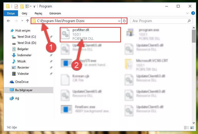 Pcxfilter.dll kütüphanesinin bozuk kaydını Kayıt Defterinden kaldırma (64 Bit için)