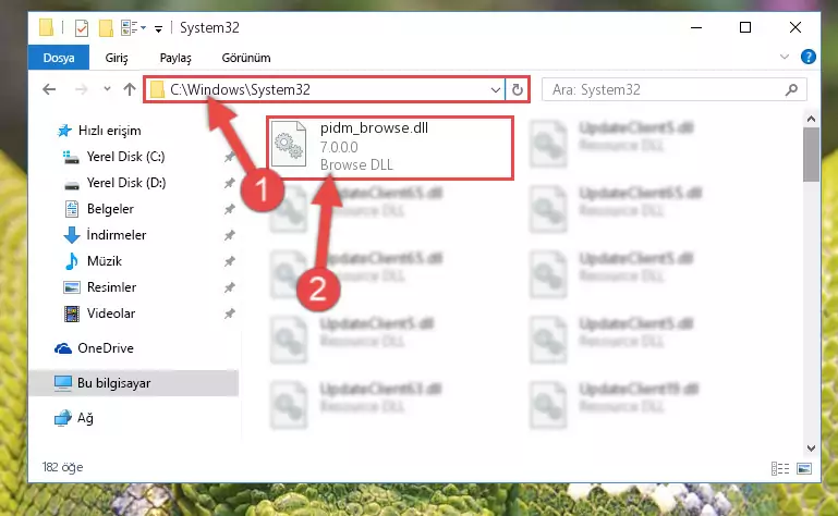 Pidm_browse.dll dosyasını Windows/System32 dizinine kopyalama