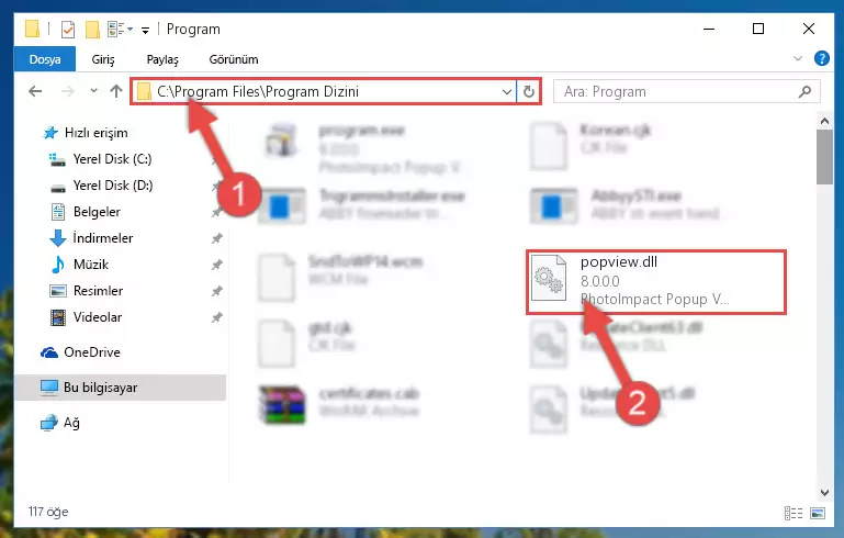 Popview.dll dosyasının bozuk kaydını Windows Kayıt Defterinden kaldırma (64 Bit için)