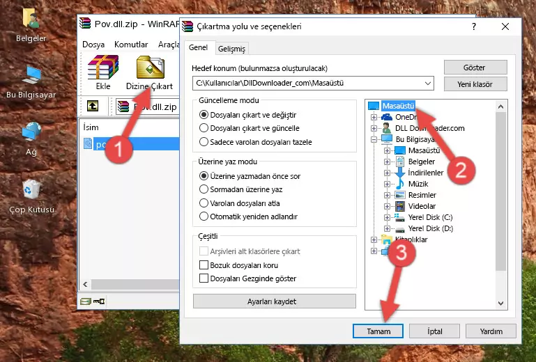 Pov.dll dosyasını Windows/System32 dizinine kopyalama