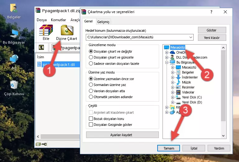 Ppagentpack1.dll kütüphanesini Windows/System32 klasörüne kopyalama