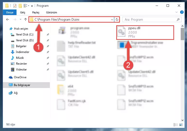 Ppeu.dll dosyasının bozuk kaydını Windows Kayıt Defterinden kaldırma (64 Bit için)