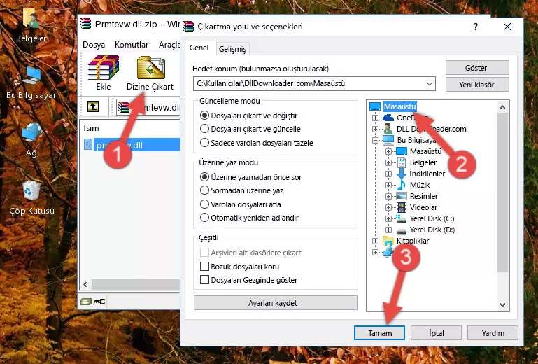 Prmtevw.dll dosyasını Windows/System32 dizinine kopyalama