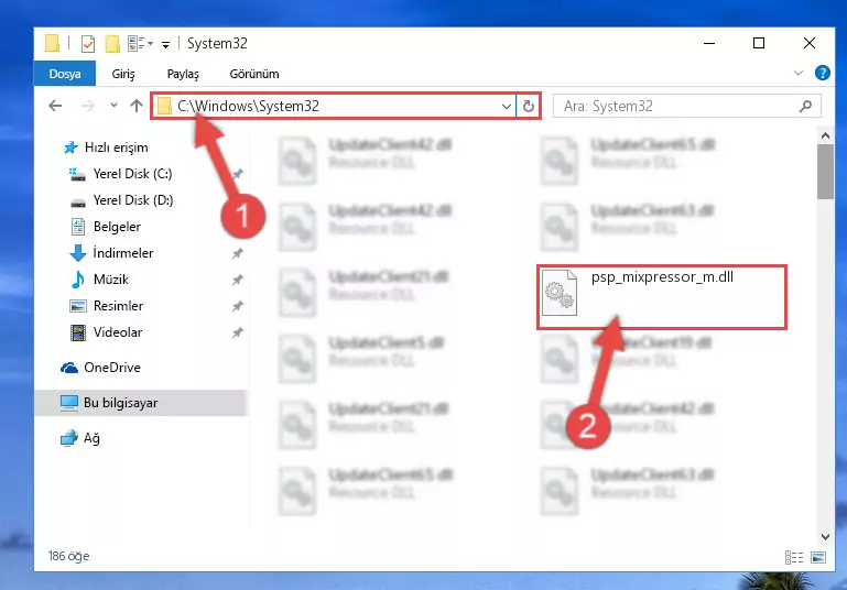 Psp_mixpressor_m.dll kütüphanesini Windows/System32 klasörüne kopyalama