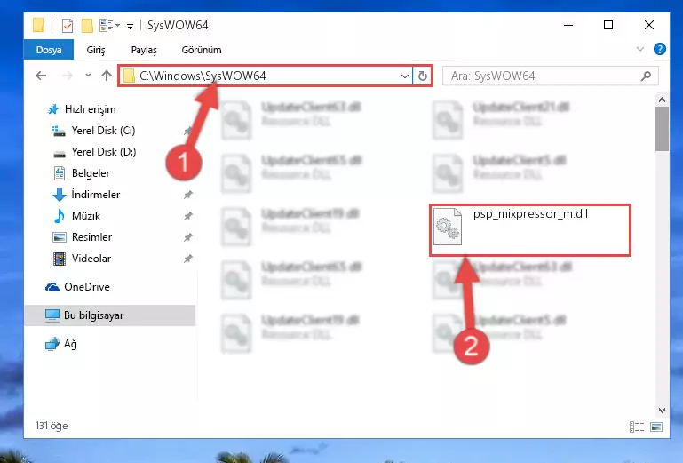 Psp_mixpressor_m.dll kütüphanesini Windows/sysWOW64 klasörüne kopyalama