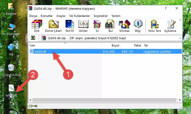 Program kurulum dizinine Qd3d.dll dosyasını kopyalama.