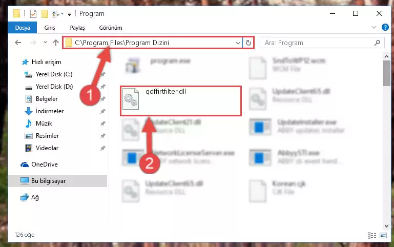 Qdffirtfilter.dll dosyasını seçme