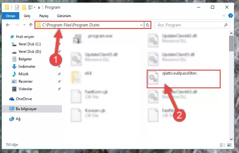 Qlatticeallpassfilter.dll kütüphanesinin bozuk kaydını Kayıt Defterinden kaldırma (64 Bit için)