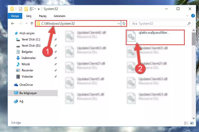 Qlatticeallpassfilter.dll kütüphanesini Windows/System32 klasörüne yapıştırma