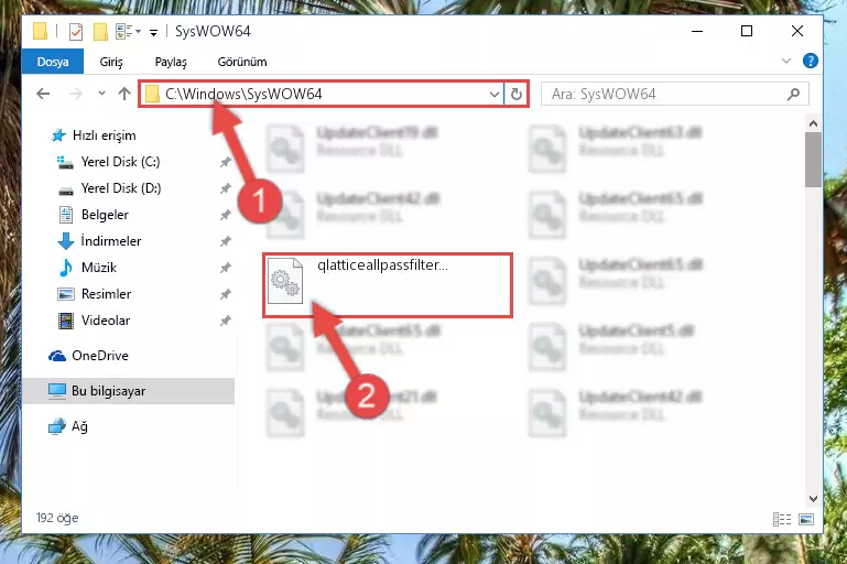 Qlatticeallpassfilter.dll kütüphanesini Windows/sysWOW64 klasörüne yapıştırma