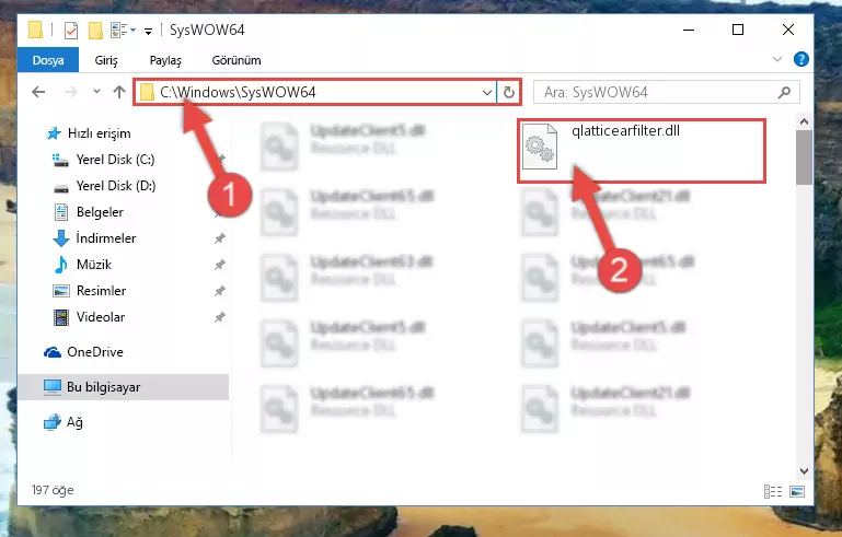 Qlatticearfilter.dll kütüphanesini masaüstüne çıkarma