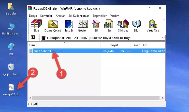 Program kurulum dizinine Rasapi32.dll dosyasını kopyalama.