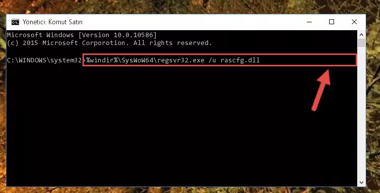 Rascfg.dll kütüphanesi için Windows Kayıt Defterinde yeni kayıt oluşturma