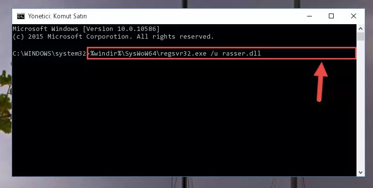 Rasser.dll dosyasını sisteme tekrar kaydetme (64 Bit için)