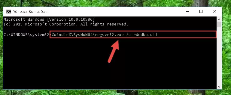 Rdodba.dll dosyasını sisteme tekrar kaydetme (64 Bit için)