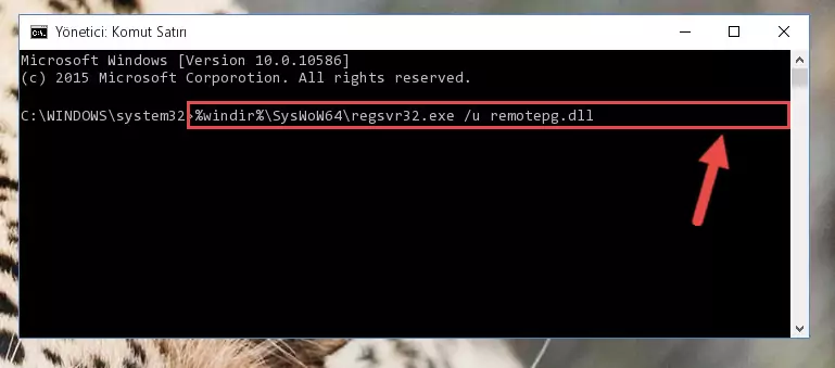 Remotepg.dll kütüphanesini sisteme tekrar kaydetme (64 Bit için)