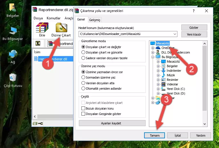 Reportrenderer.dll kütüphanesini Windows/System32 klasörüne yapıştırma
