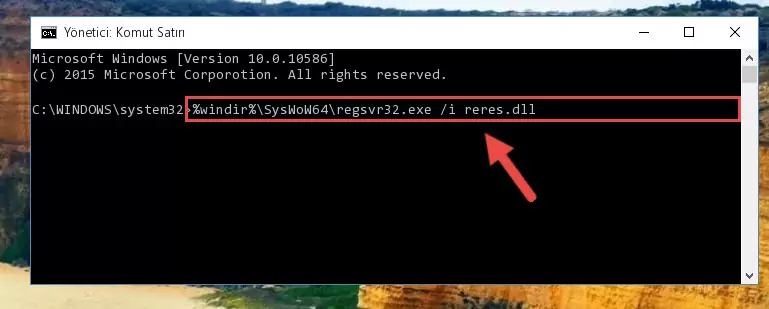 Reres.dll kütüphanesinin hasarlı kaydını sistemden kaldırma (64 Bit için)