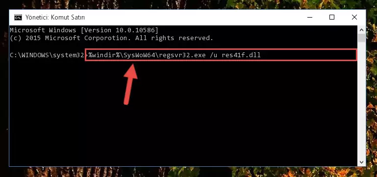Res41f.dll dosyası için Windows Kayıt Defterinde yeni kayıt oluşturma