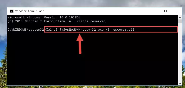 Rescomus.dll kütüphanesinin bozuk kaydını Windows Kayıt Defterinden kaldırma (64 Bit için)