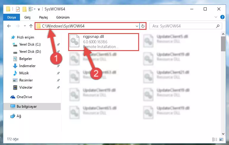 Rigpsnap.dll dosyasını Windows/sysWOW64 dizinine kopyalama