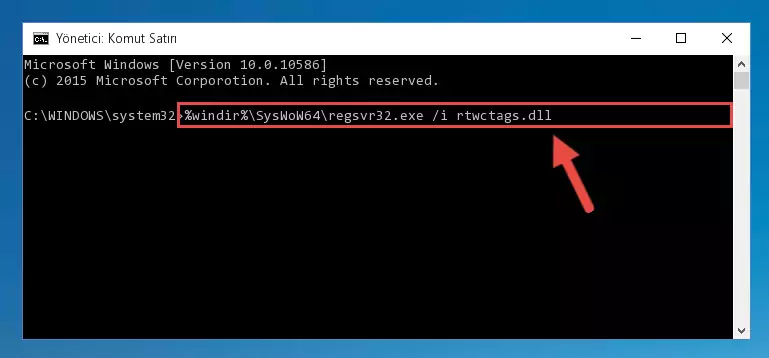 Rtwctags.dll kütüphanesinin bozuk kaydını Windows Kayıt Defterinden kaldırma (64 Bit için)