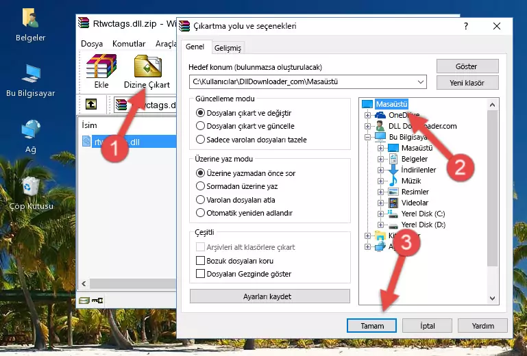 Rtwctags.dll kütüphanesini Windows/System32 klasörüne kopyalama
