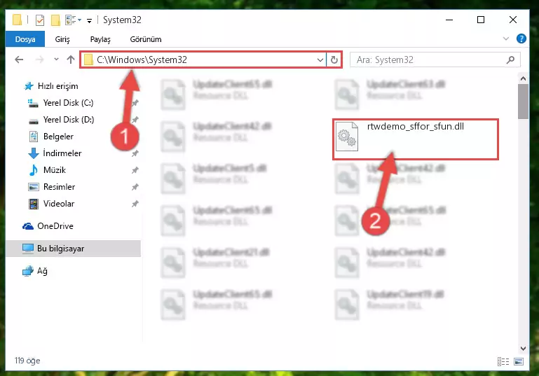 Rtwdemo_sffor_sfun.dll kütüphanesini Windows/System32 klasörüne yapıştırma