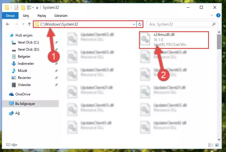 S24mudll.dll dosyasını Windows/System32 dizinine kopyalama