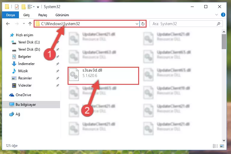 S3sav3d.dll dosyasını Windows/System32 dizinine kopyalama