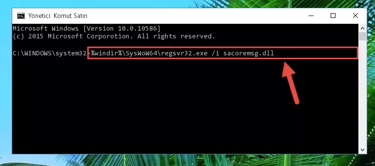 Sacoremsg.dll kütüphanesinin hasarlı kaydını sistemden kaldırma (64 Bit için)