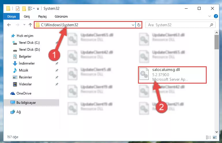 Salocaluimsg.dll dosyasını Windows/System32 dizinine kopyalama