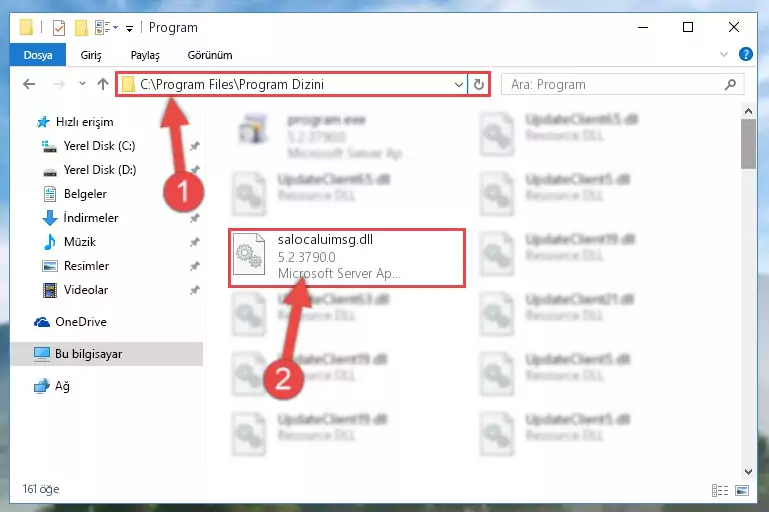 Salocaluimsg.dll dosyasının bozuk kaydını Windows Kayıt Defterinden kaldırma (64 Bit için)