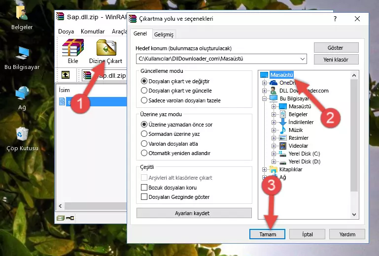 Sap.dll dosyasını Windows/System32 dizinine kopyalama