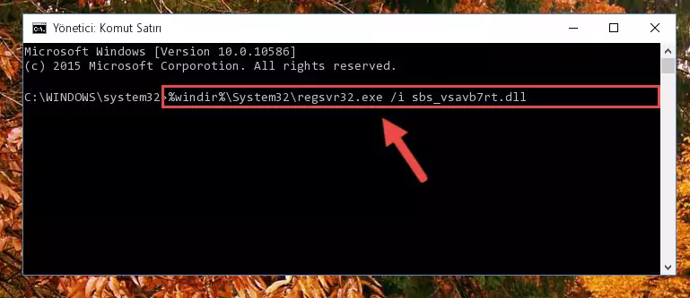 Sbs_vsavb7rt.dll dosyasının kaydını sistemden kaldırma