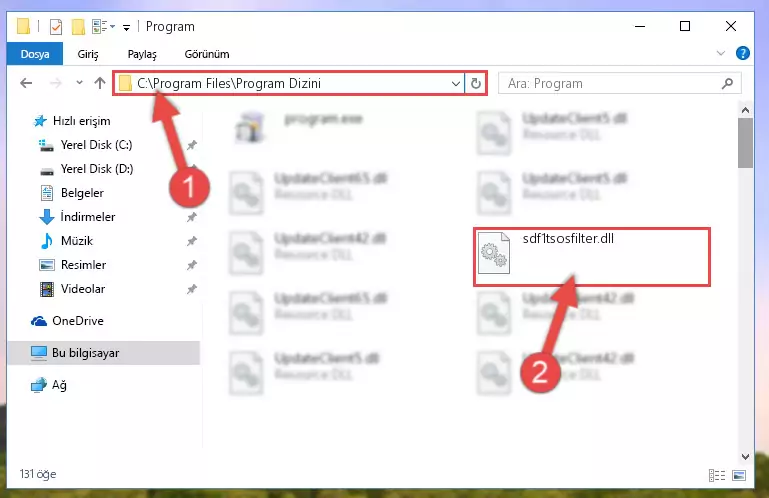 Sdf1tsosfilter.dll kütüphanesinin bozuk kaydını Kayıt Defterinden kaldırma (64 Bit için)