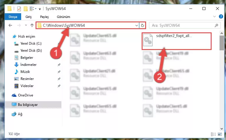 Sdspfilter2_fixpt_allpole_tdf.dll kütüphanesini Windows/sysWOW64 klasörüne kopyalama