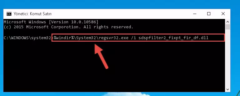 Sdspfilter2_fixpt_fir_df.dll dosyasını sisteme tekrar kaydetme (64 Bit için)