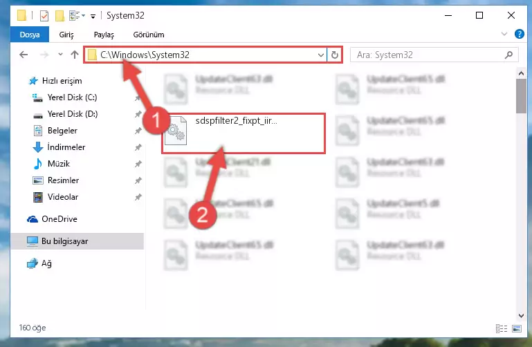 Sdspfilter2_fixpt_iir_df1.dll dosyasını Windows/System32 dizinine kopyalama