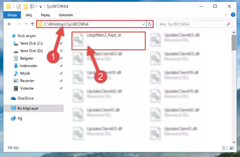 Sdspfilter2_fixpt_iir_df1.dll dosyasını Windows/sysWOW64 dizinine yapıştırma