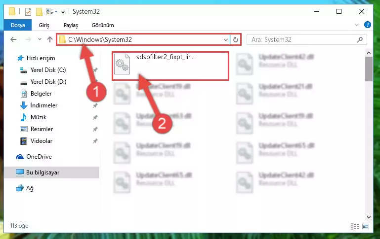 Sdspfilter2_fixpt_iir_df2t.dll dosyasını Windows/System32 dizinine kopyalama