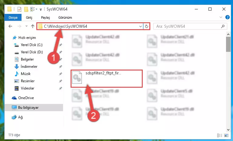 Sdspfilter2_fltpt_fir.dll kütüphanesini Windows/sysWOW64 klasörüne kopyalama
