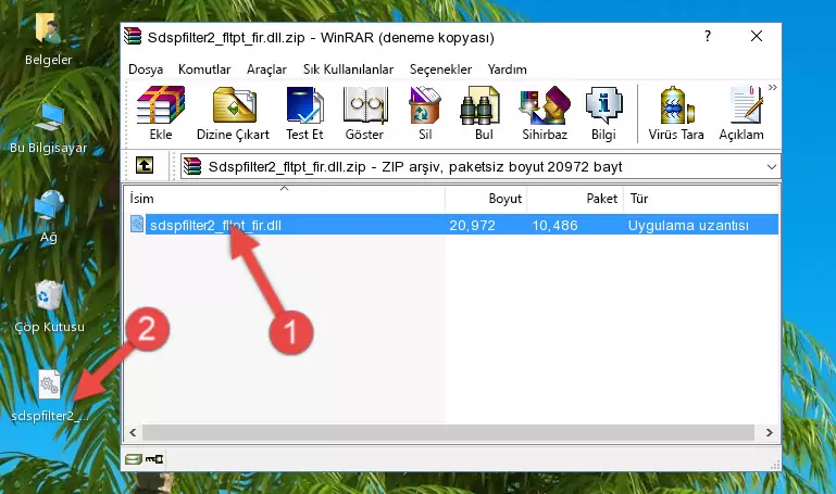 Uygulama ana klasörüne Sdspfilter2_fltpt_fir.dll kütüphanesini kopyalama.